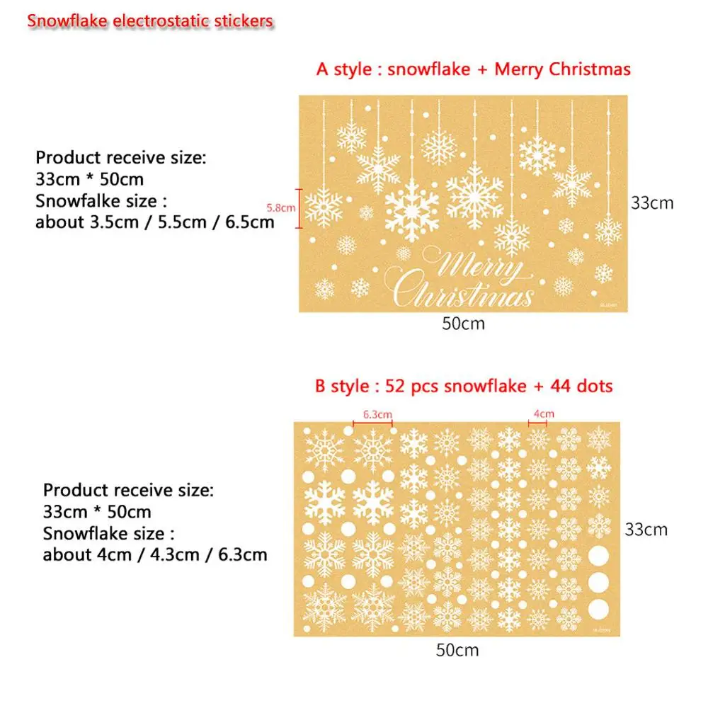 Snowflake Merry Christmas Electrostatic Sticker Glass Window Kids Room Home Decoration New Year Wall Stickers Decal Wallpaper