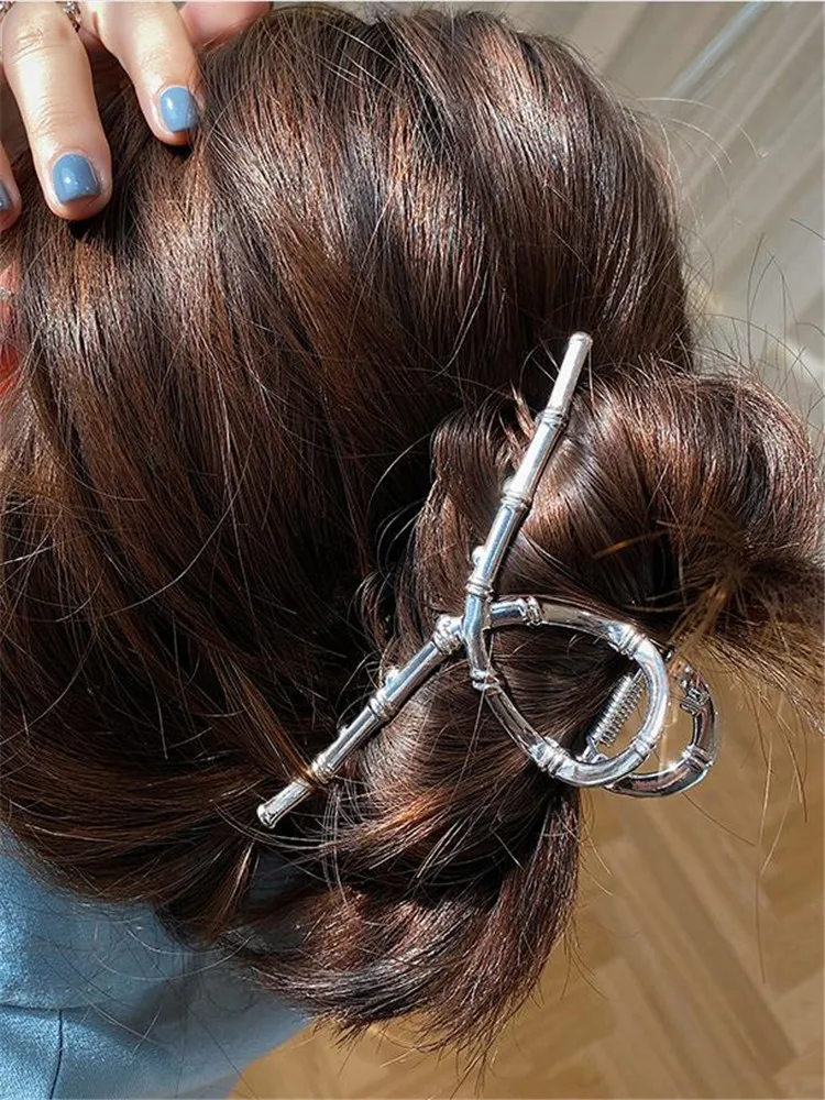 

Kshmir 2023 Metal Bamboo Cross retro female hair claw oversized hairpin fashion hair accessories women jewelry jewelry gifts