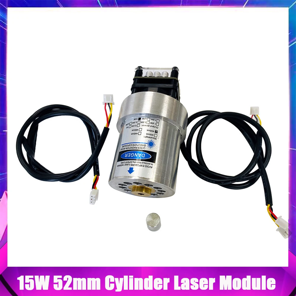 

New 15W Fixed-Focus 52mm Cylinder Laser Module Can Engrave on stainless steel 15000mw DIY Carving Engraver Accessory With PWM