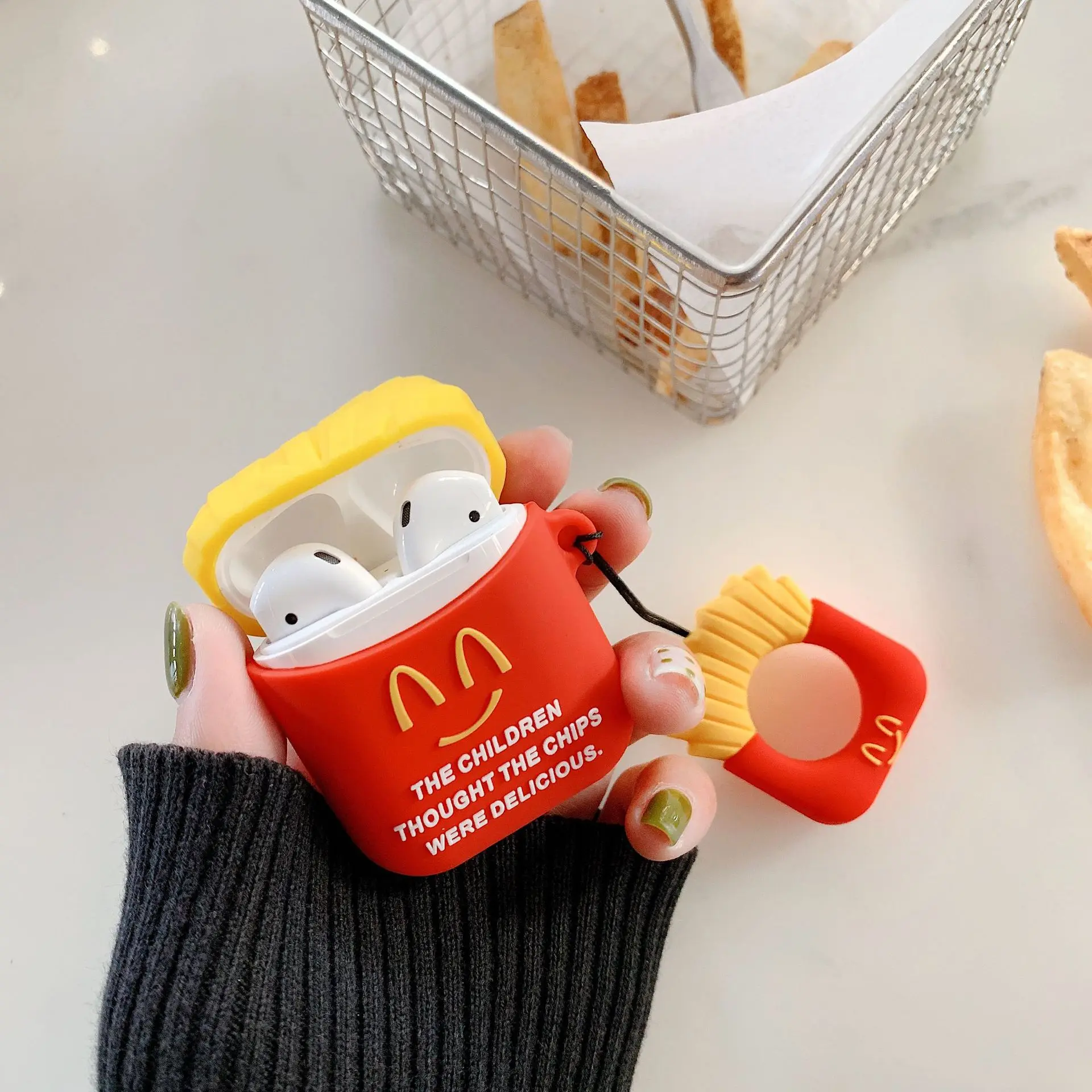 Cute Cartoon Case For AirPods Pro Fries Burger Create Cover Wireless Bluetooth earphone case for Apple AirPods 2 full Cover