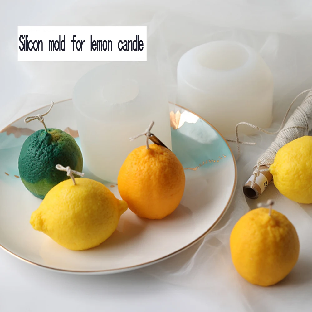 3D Lemon Candle Mould DIY Soap Aromatherapy Gypsum Mold Props Fondant Green Yellow Lemon Best wishes Candle DIY