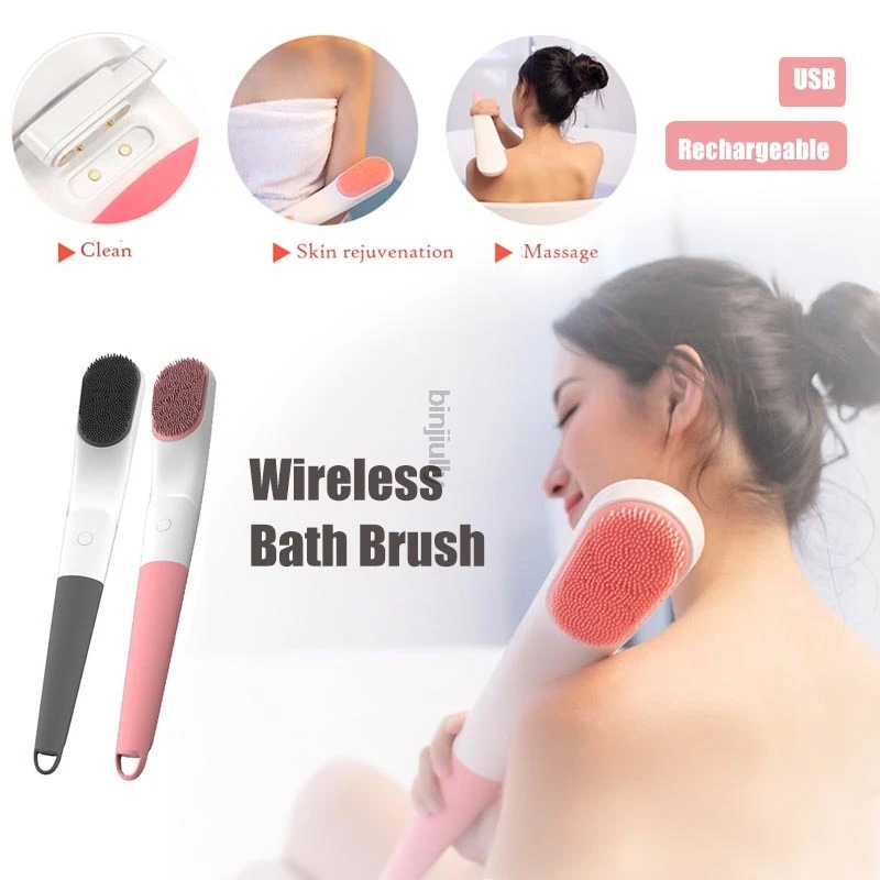 

Waterproof USB Electric Long Handle Shower Bath Cleaning Brush Spa Skin Massage Body Wash Health Care Handle Scrub Spin USB