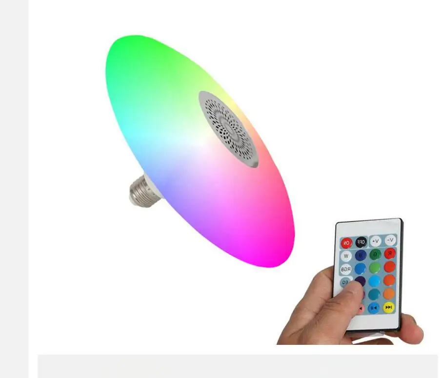 Imagem -04 - Inteligente Rgb Bluetooth Música Ufo Lâmpada E27 Suporte da Lâmpada com 24 Teclas de Controle Remoto Ac85260v Decoração para Casa