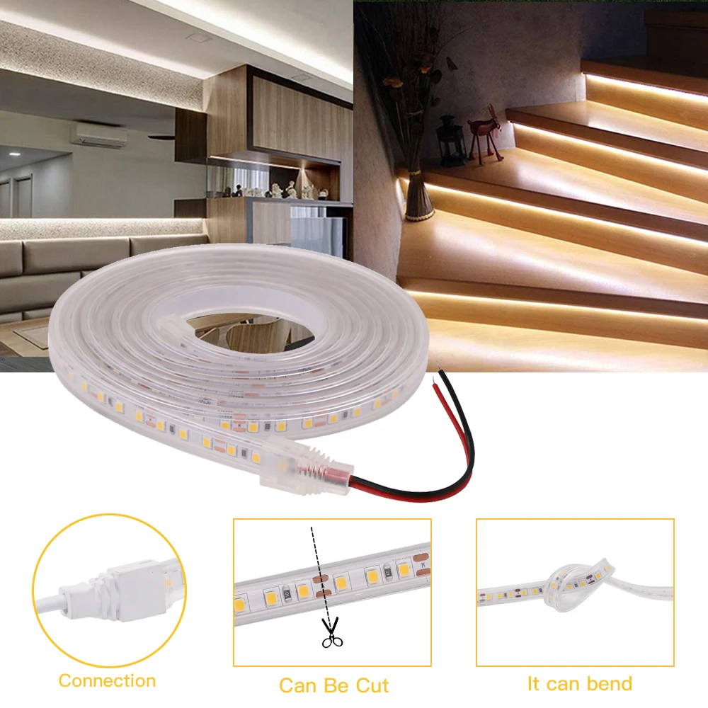 LED Strip 12V 24V Waterproof IP67 White Warm White 2835 120LEDs/m Flexible Led Tape For Outdoor Garden Decor 0.5M 1M 2M 3M 4M 5M