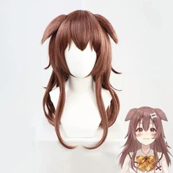 VTuber Inugami Korone Cosplay Wig Hololive Gamers Girl Ears Long Wavy Braided Hair Brown Braids Synthetic Hair + Wig Cap