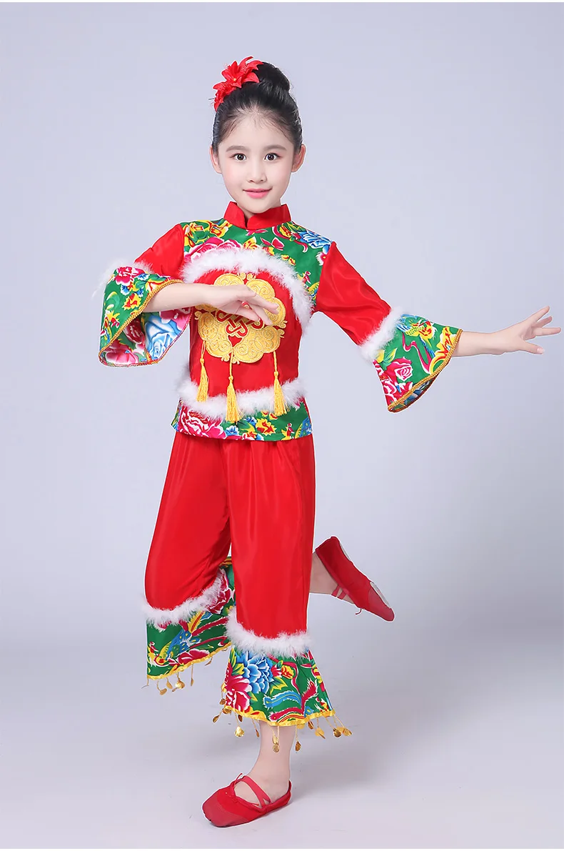 Fantasia infantil yangko, roupa de natal para performance em dança nacionais, para meninas