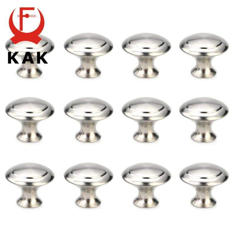 KAK 12pcs Kitchen Handle Drawer Knobs Stainless Steel Black Furniture Handles Wardrobe Dresser Cupboard Door Pulls 24mm 28mm