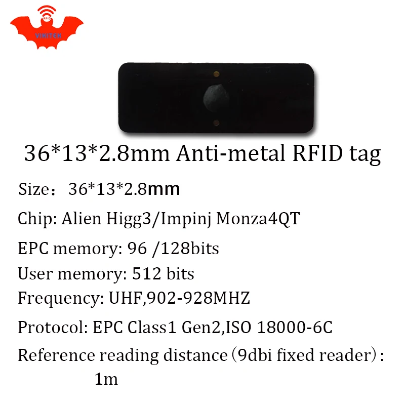 UHF RFID 안티 메탈 태그, 작은 직사각형 PCB 패시브 RFID 태그, Alien Higgs3 EPC, 915mhz, 868mhz, 무료 배송, 36x13x2.8mm, 10 개