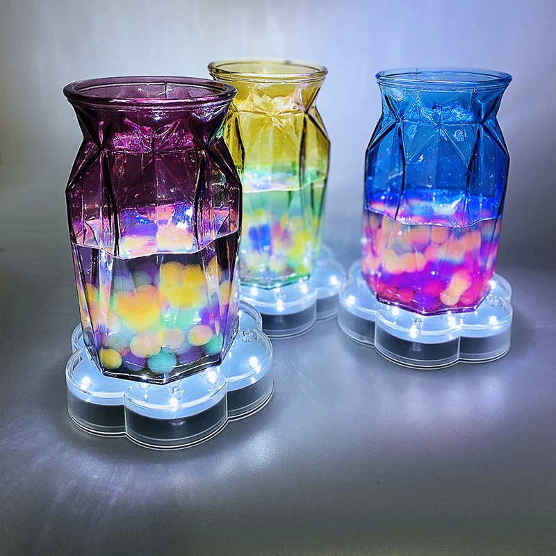 Vase Base Light Flower Shaped LED Plate Light with 23 LED for Centerpiece Vase Lighting Decoration USB/Battery Operated