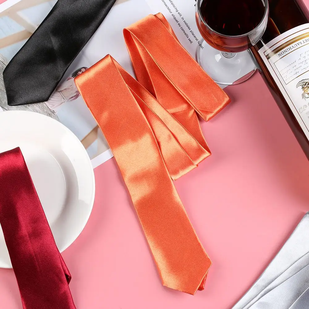 Casual Plain Skinny Neck Silk wedding Necktie Tie