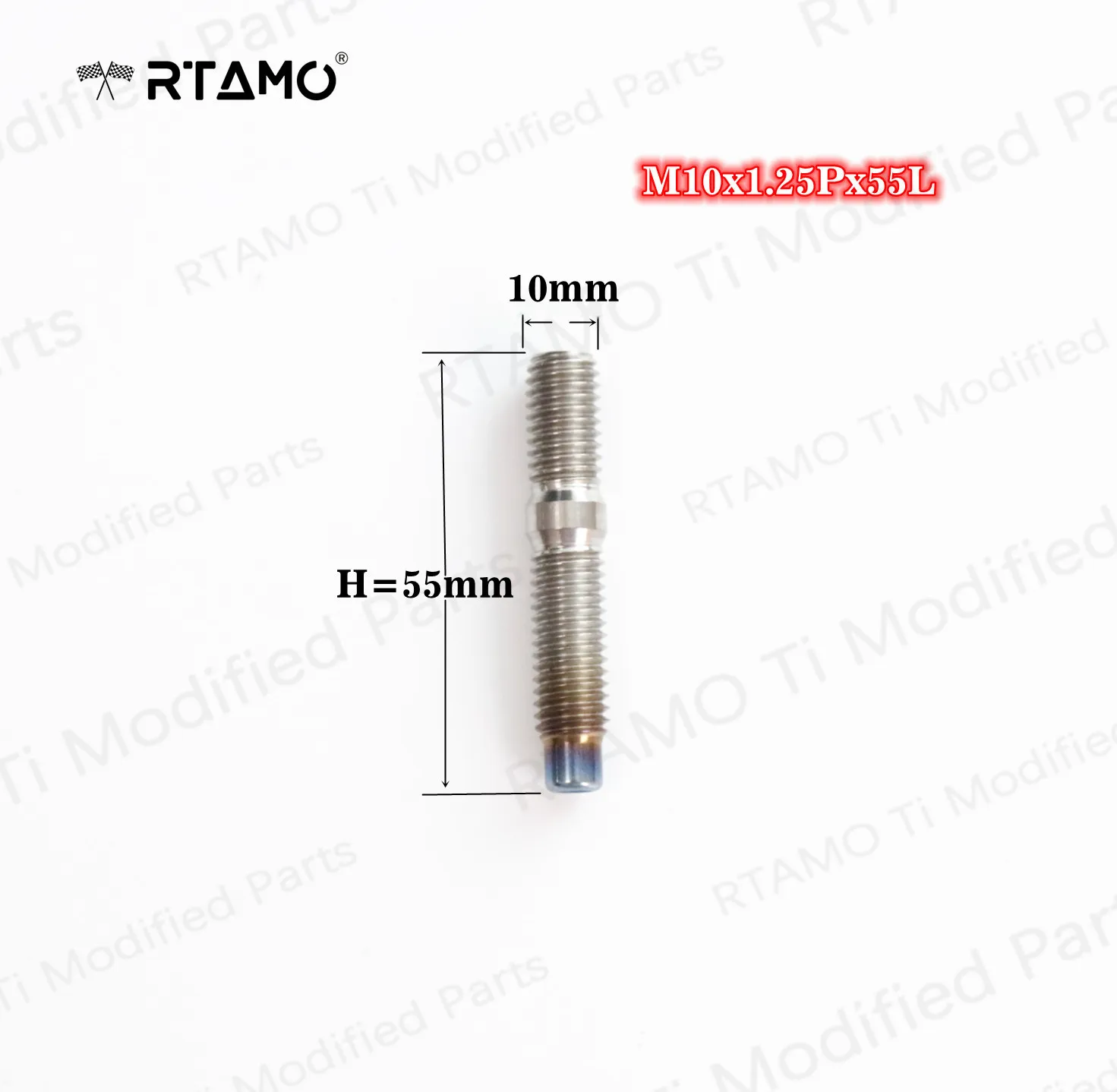 (Single Piece) RTAMO |Universal Titanium Intake or Exhaust Manifold Stud M8 x1.25MM x 45MM and M10X1.25PX55L/45L