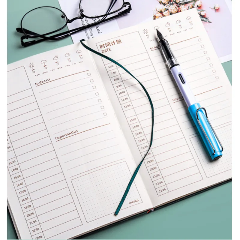 Daily Plan การจัดการเวลาวันตารางการเรียนรู้นักเรียน Self-Discipline Notepad Planner Schedule Planner Organizer Book