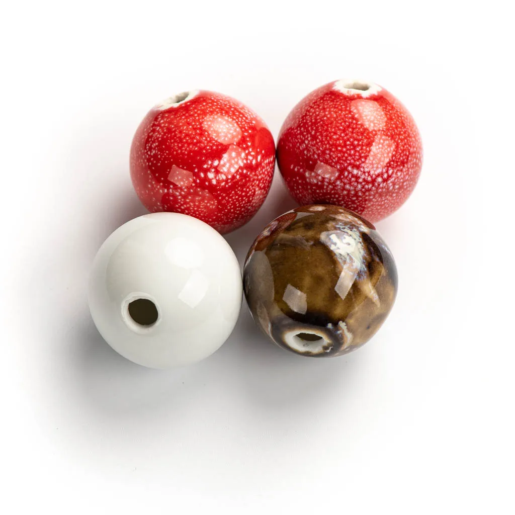 30#2pcs Big Colorful Pottery Sphere Hollow Beads Pulseiras De Missangas Diy Accesorios Colar Charms Pendant #XN292