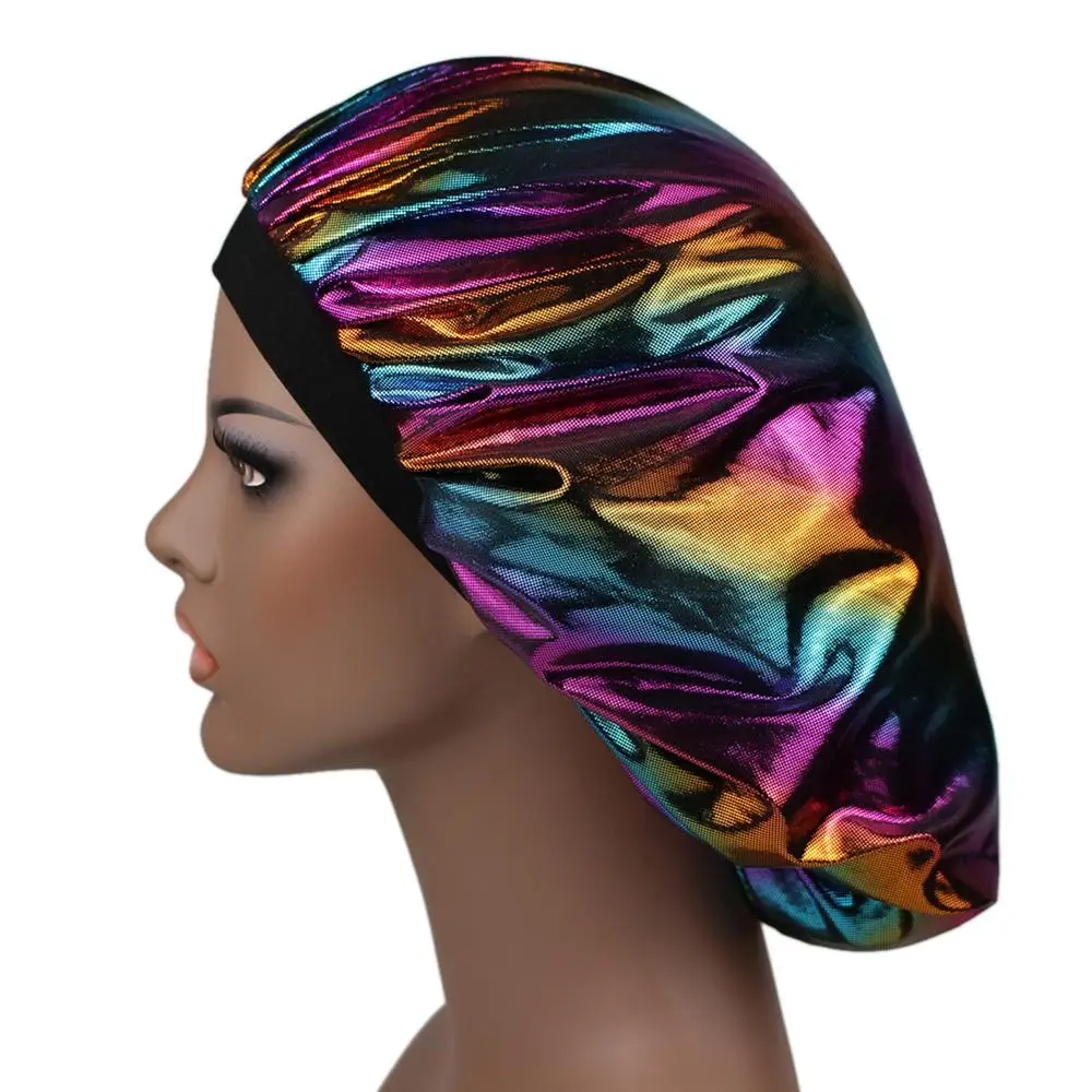 New Laser Dome Satin Bonnet For Women Silky Head Wrap Bonnet Sleep Headgear Satin Cheveux Nuit Hair-Waving Cap Hair Accessories