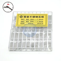300pcs/box 8mm~26mm Stainless Steel Watch Strap  Solid Pins Dia 1.3mm 1.4mm Assort Size Steel Watchband Knurled Bars Watch Parts