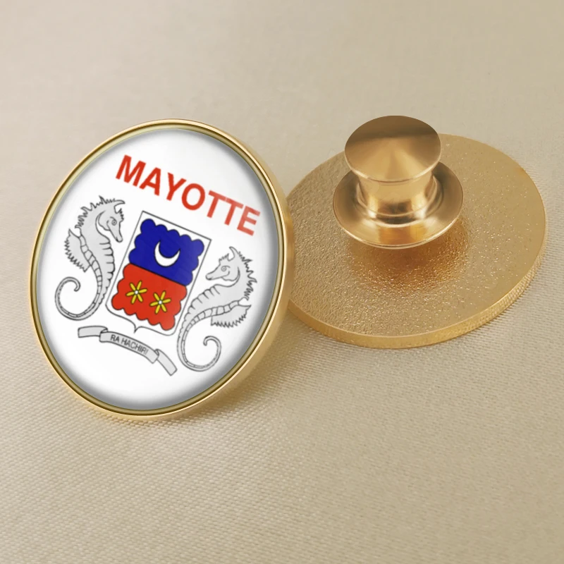 Mayotte of France Map Flag Brooch Badges Lapel Pins