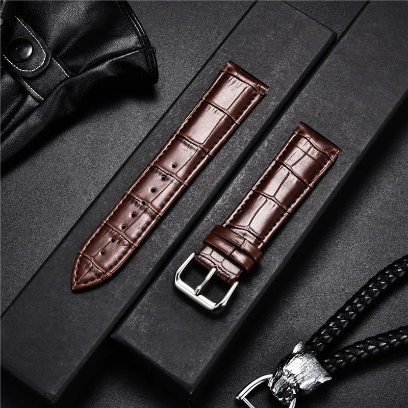 

Universal Leather Watch Band Business Strap Woman/Men Watchband 12mm 14mm 16mm 18mm 20mm 22mm Genuine Leather Strap