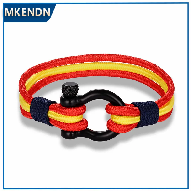 MKENDN New Fashion Country France Flag Sport Camping Parachute Cord Men Women Nautical Survival Rope Chain Bracelet Sport Style