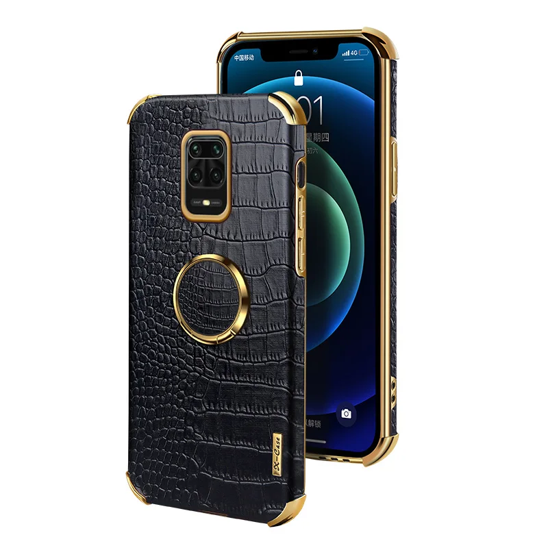 Para xiaomi redmi nota 8 9 pro max 9s caso de luxo macio couro do plutônio com anel suporte capa protetora para redmi 9 9a 9t