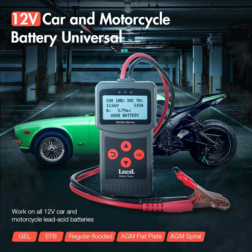 Lancol Micro200Pro 12V 24V Auto- und Motorrad-Batterietester 40 bis 2000CCA Startstrom- und Lade-Batterie-AGM-Gel-Kapazitätsanalysator-Werkzeuge – Detail 3
