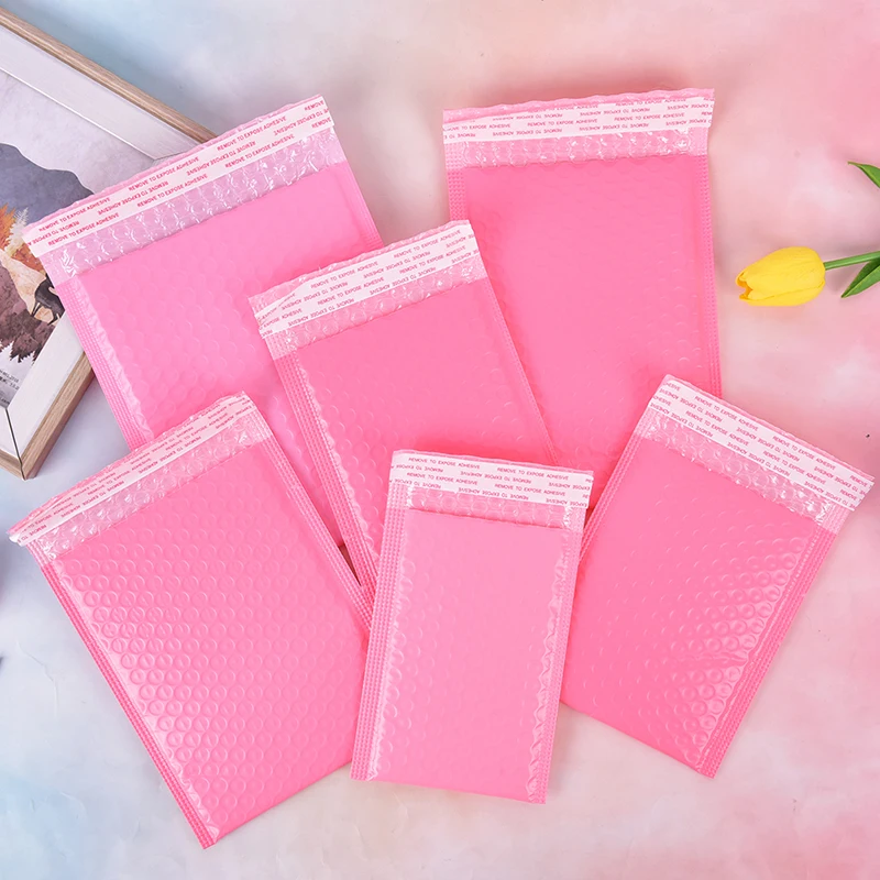 10pcs /Lot pink Paper Bubble Padded Mailers Envelopes Gift Bag Bubble Mailing Envelope Bag Packaging Shipping Bags Mailer Bags