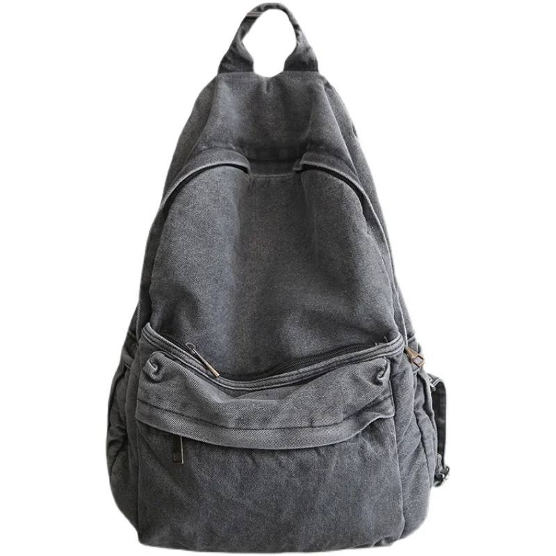 Mochila Retro desgastada de lona gris para niño y niña, bonita mochila de viaje para libros universitarios, genial para ordenador portátil, mochila