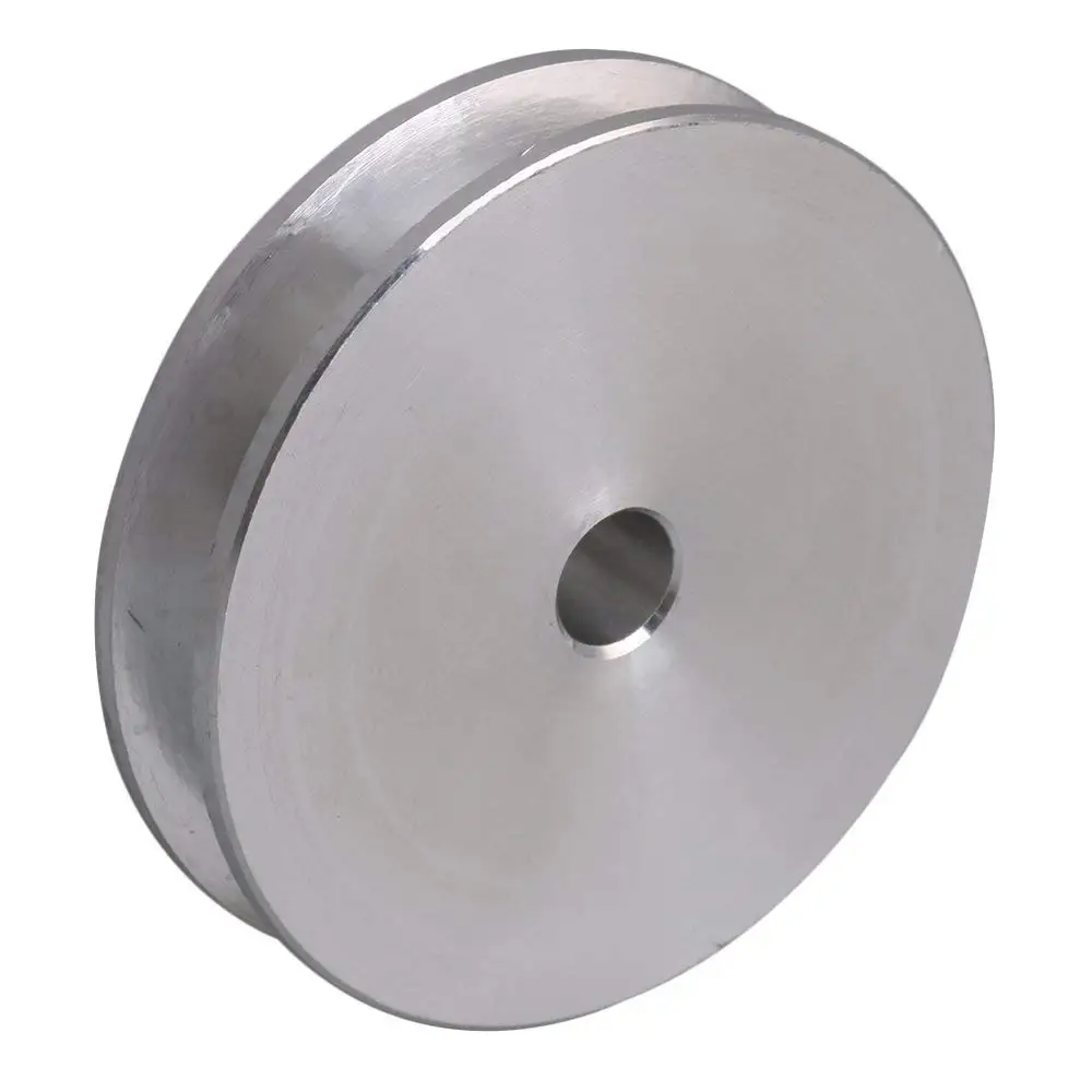 4.1x1.6x1CM Silver Aluminum Alloy 1CM Fixed Hole Single Groove V-shape Pulley for Motor Shaft 0.3-0.5CM PU Round Belt