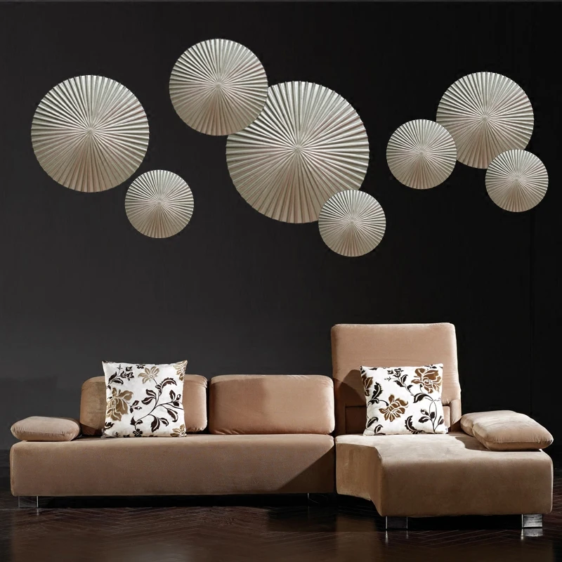 

Modern Wood Wall Hanging Round Shape Accessories Wall Decoration Crafts Home Livingroom Sofa Backgound 3D Wall Sticker Mural Art