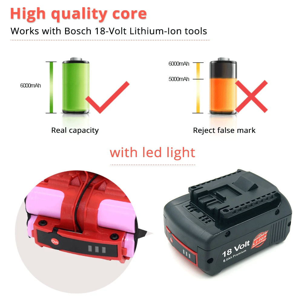 2 paczka 18V 6000mAh litowo dla Bosch akumulator akumulator BAT609 BAT610 BAT618 BAT619G BAT622 Batteria