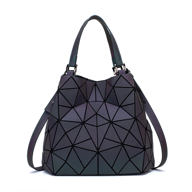 Luminous  bag Sequins geometric bags for women 2024 Quilted Shoulder Bags Laser Plain Folding female Handbags bolsa feminina