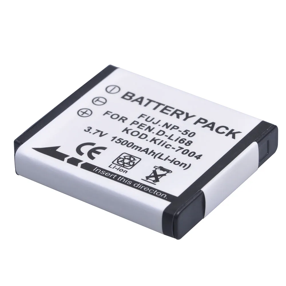 1500mAh NP-50 NP50 D-Li68 KLIC-7004 baterii dla Fujifilm X10 X20 F50 F75 F665 F775 F900 EXR F505 F305 F85 F200 F100 F50FD