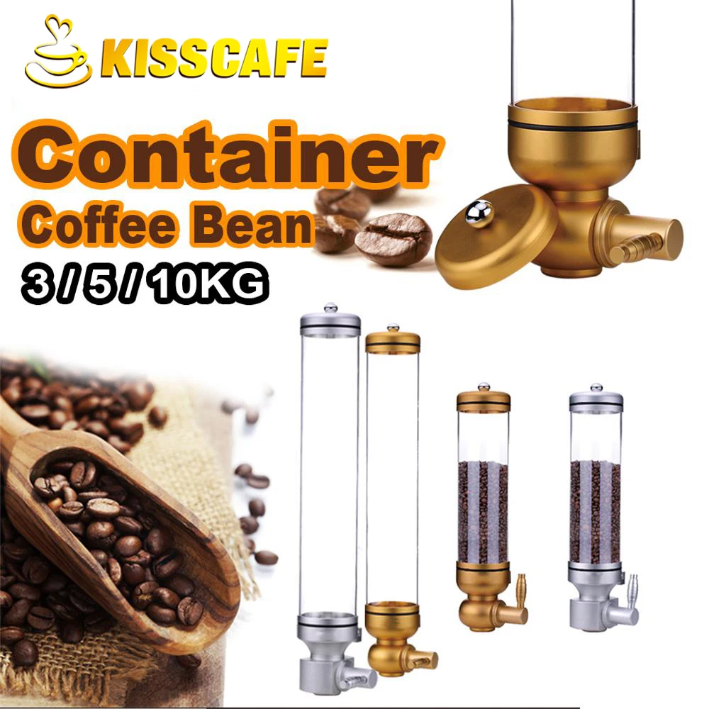 3/5/10KG Aluminium alloy & acrylic coffee bean dispenser coffee bean container stand coffee bean canister suspension sealed jar