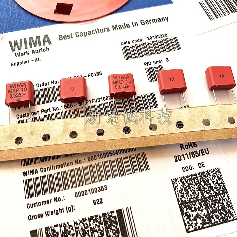 

5PCS/10PCS/50PCS/Lot WIMA MKP10 0.1UF 250V 250v0.1UF 5% foil film capacitor 100nF 104 Foot distance 10MM