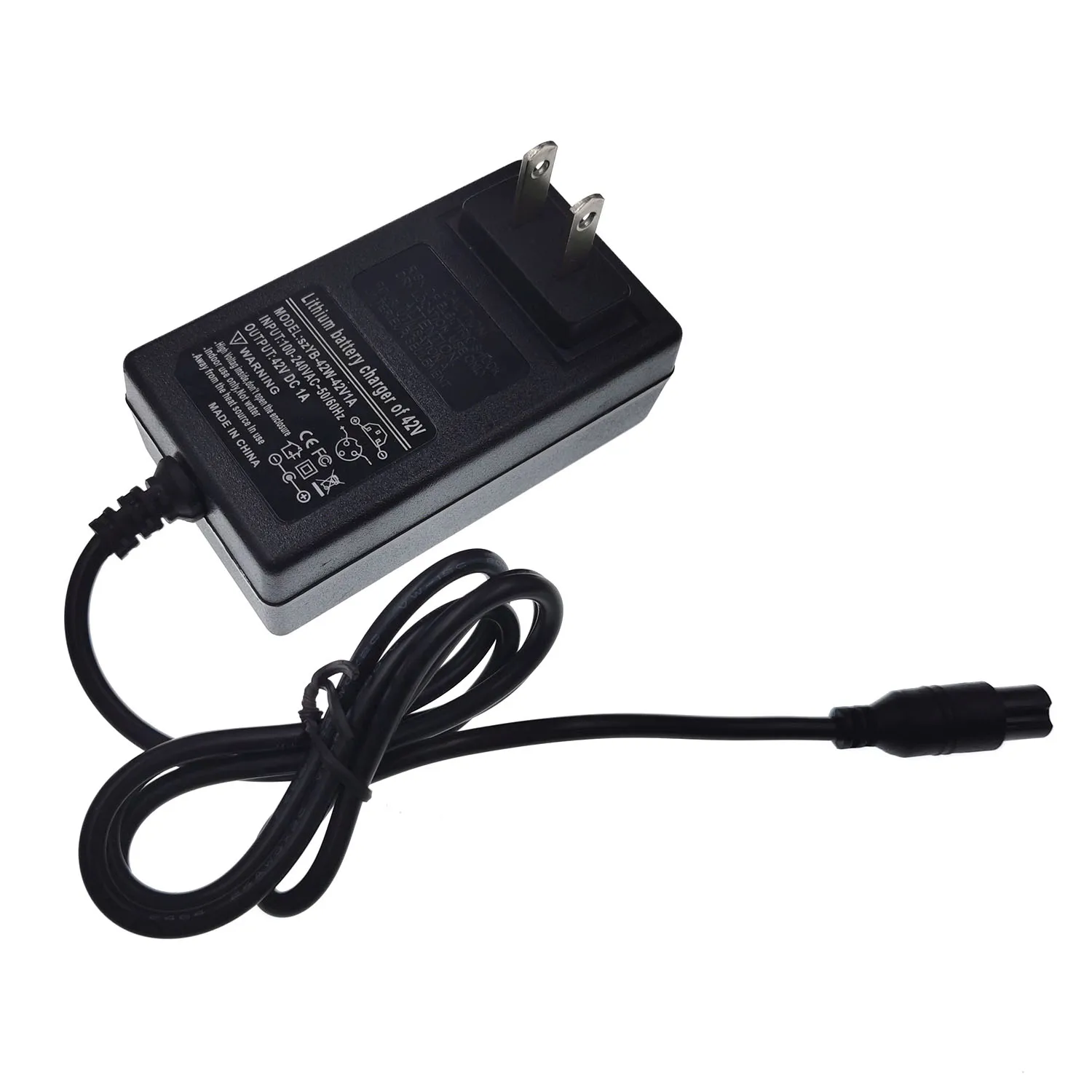 Carregador de bateria universal 42V 1A para bateria de íon-lítio 36v com conector GX12 de 3 pinos