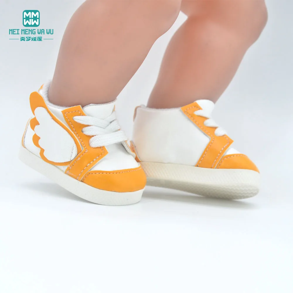 Chaussures de sport pour poupée, sneakers pour bébé américain, mini accessoire jouet, pour nouveau-né 43 cm, blanc, 7 cm,