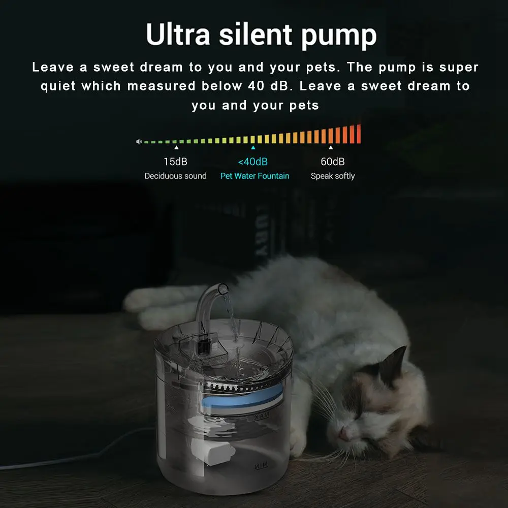 Cat Dog Water Fountain Filter Automatic Sensor Drinker For Cats Feeder Pet Water Dispenser Auto Drinking Fountain 2L For Pets