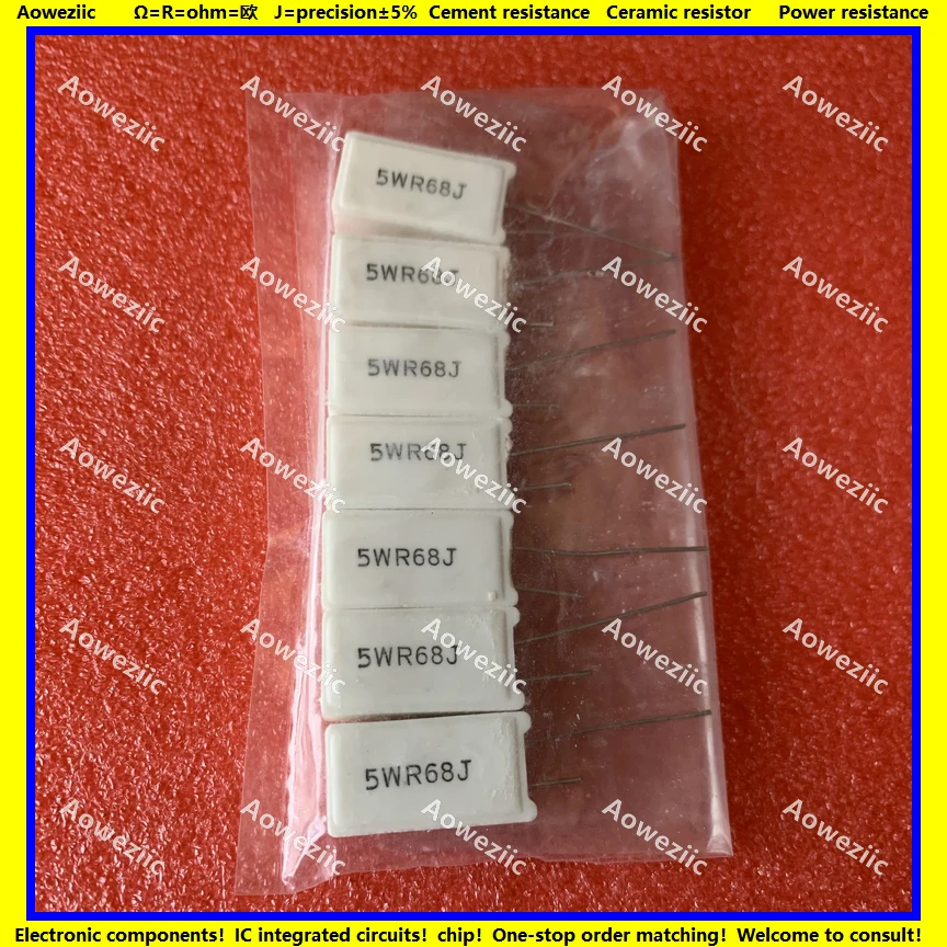 

10Pcs RX27-5 Vertical Cement Resistance 5W 0.68 ohm 0.68R 0.68RJ 5WR68J 5W0R68J 5W R68J Ceramic Resistance precision 5%