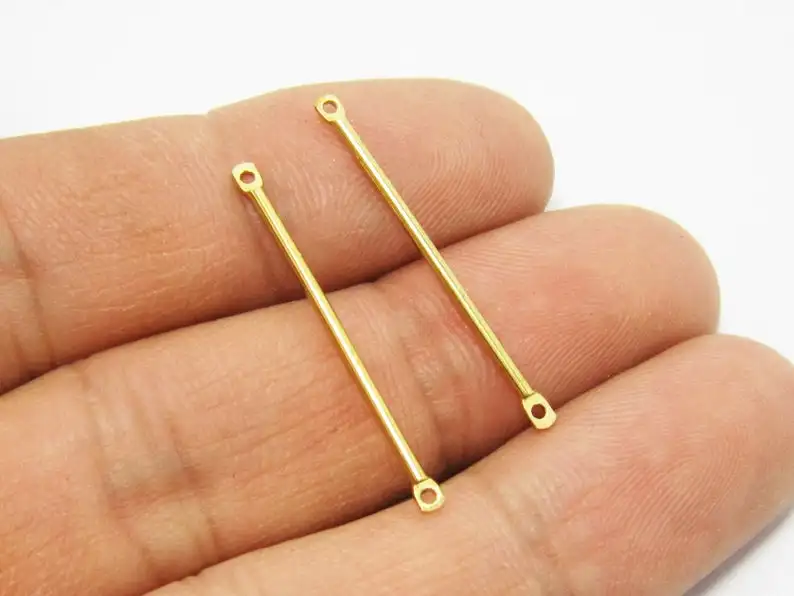 

Brass earrings charms 35x1.2mm Raw brass stick connector Necklace Bar findings -100pcs R754