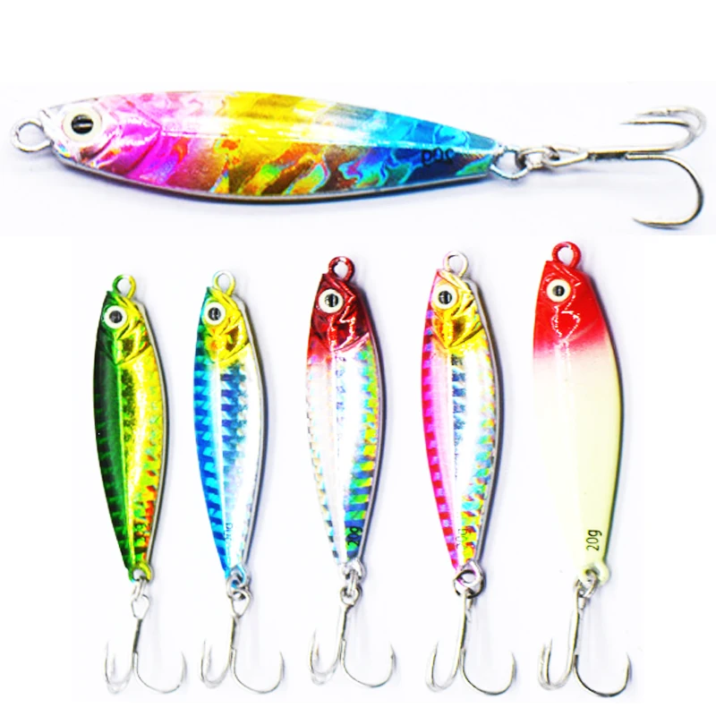 Sequins Metal Jig Bait, Fishing Lure, Treble hook, Freshwater, Saltwater, Bass, Pike, Rainbowtrout, 7g/10g/15g/20g/30g/40g, 1Pc