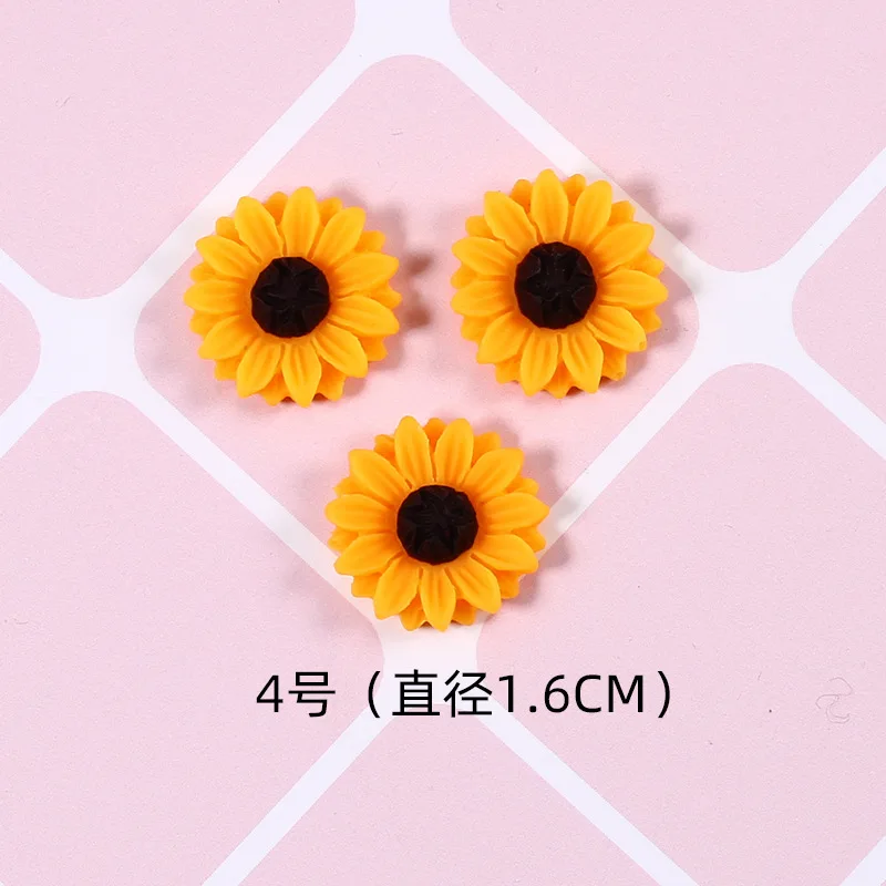 20pcs/lot Resin Daisy Sunflower Resin Cabochon Pendants Charms No Hole DIY Earring Necklace For Jewelry Making Accessories