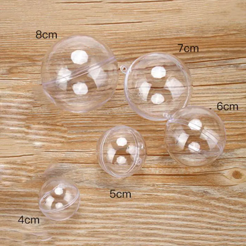 10pcs/lot 8cm Acrylic Transparent Hanging Balls Sphere Baubles For DIY Wedding Party  Decoration papa noel inflable