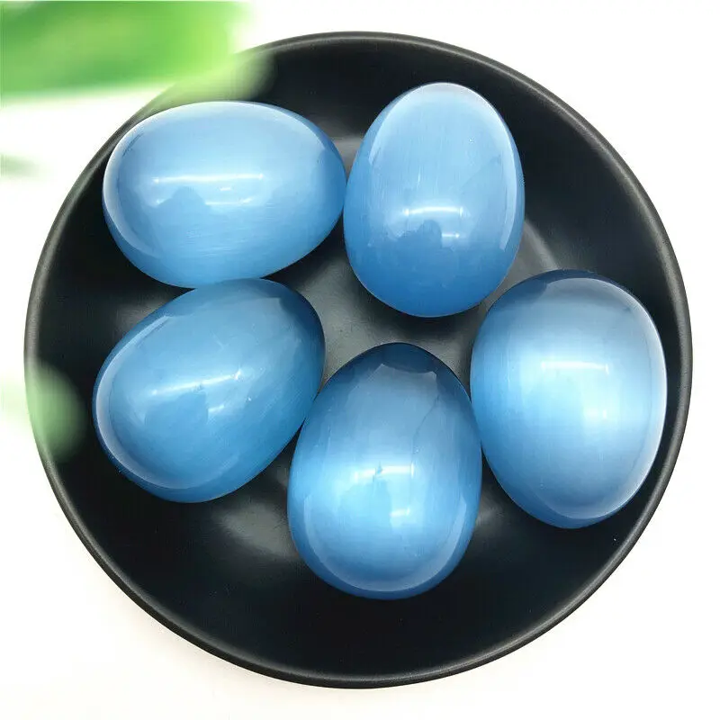 

1PC Big Size Blue Cat's Eye Stone Egg Shaped Specimen Gemstone Crystal Healing Reiki Natural Stones and Minerals