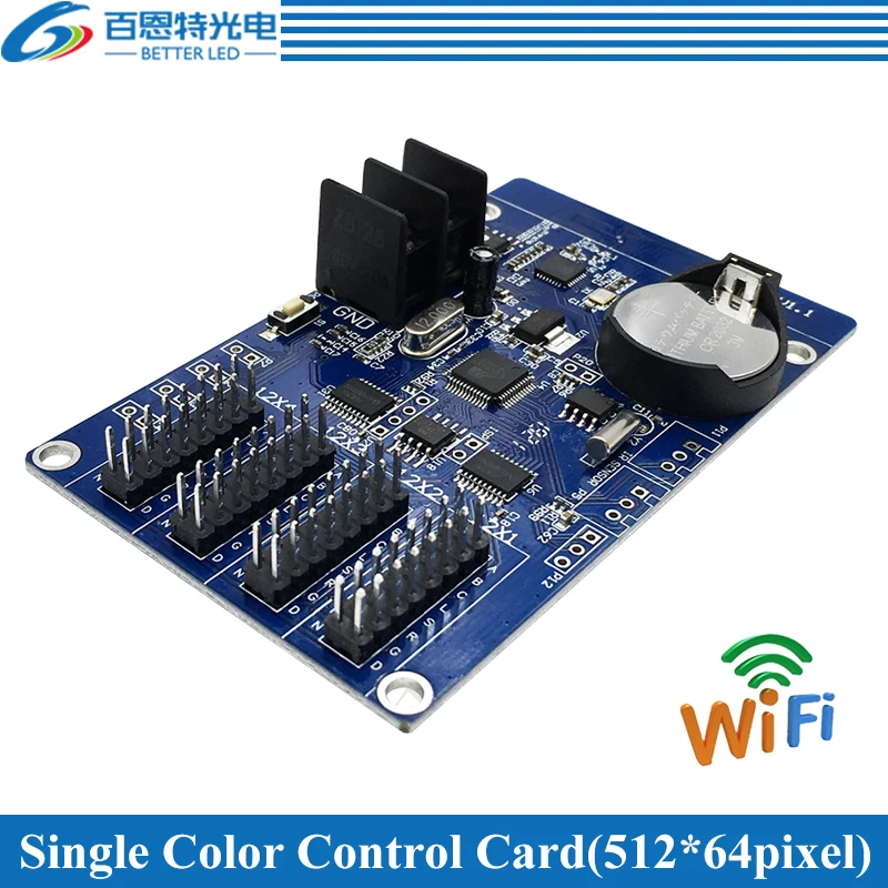 

HD-W04 WIFI 4*HUB12 Single color(512*64 pixels) WIFI LED display control card