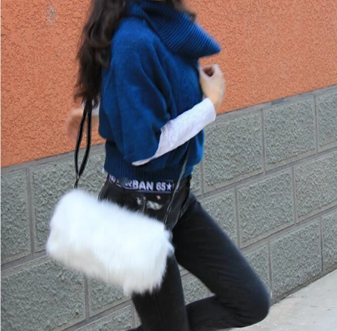 Fashion Warm Faux Rabbit Fur Women Handbag Designer Shoulder Bags Luxury Plush Female Crossbody Bag Lady Small Purse Winter 2019