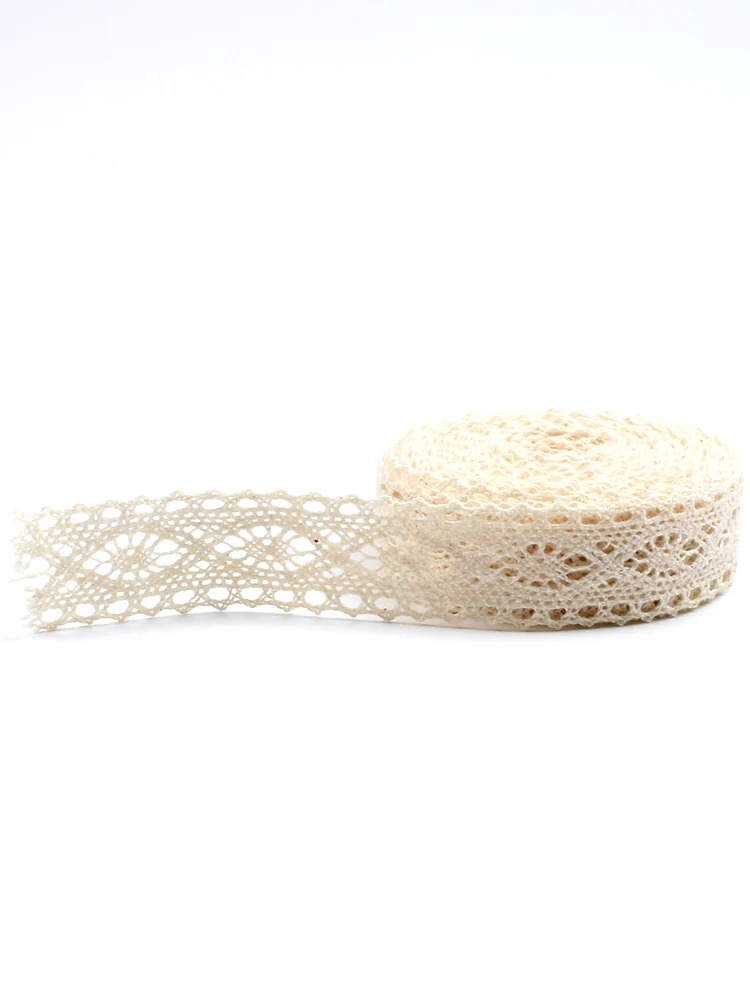 10yards/lot 19mm Beige Lace Trims Cotton Ribbon Material Garment Hometexile Accessories Wedding Craft Scrapbooking Lace Supplier