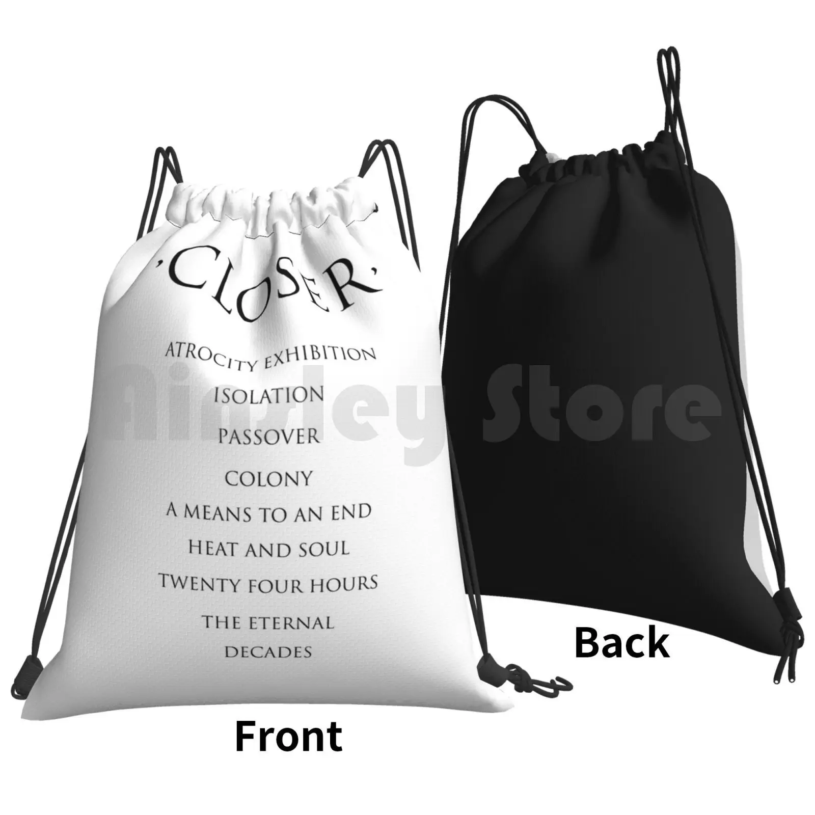 Closer Tracklist Backpack Drawstring Bags Gym Bag Waterproof Closer Joy Division Album Cover Songs Song Typographic New