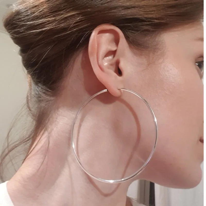 Trendy Gold Color Silver Color Large Endless Hoop Earrings For Women Girl Elegant Gorgeous Casual Simple Basic Decoration