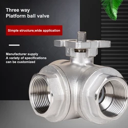 DN8-25 Three Way Pneumatic High Platform Ball Valve Stainless Steel Three Way Valve Pneumatic Internal Thread Valve Body