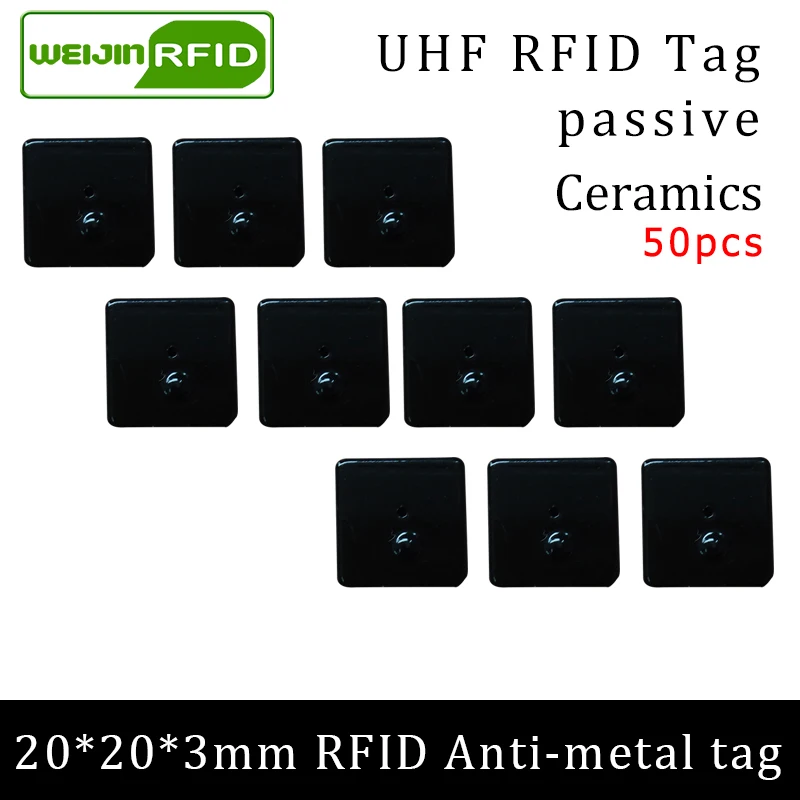 UHF RFID anti-metal tag 915mzh 868mhz impinj NXP 50pcs free shipping tools management 20*20*3mm small smart card passive RFID ta