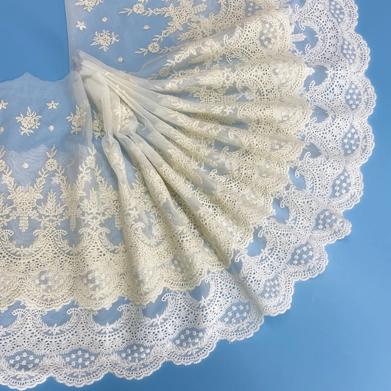 Size 1 white apricot lace lace 25 cm wide cotton embroidery sewing supplies lace decoration dress DIY clothing curtain accessori